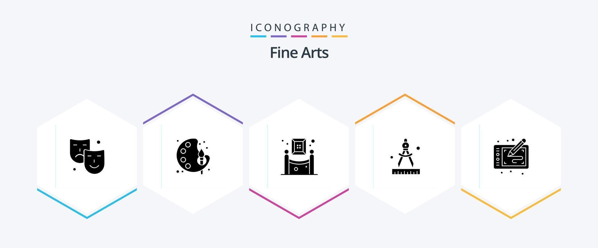 Fine Arts 25 Glyph icon pack including art. graphic. art. paint. compass vector