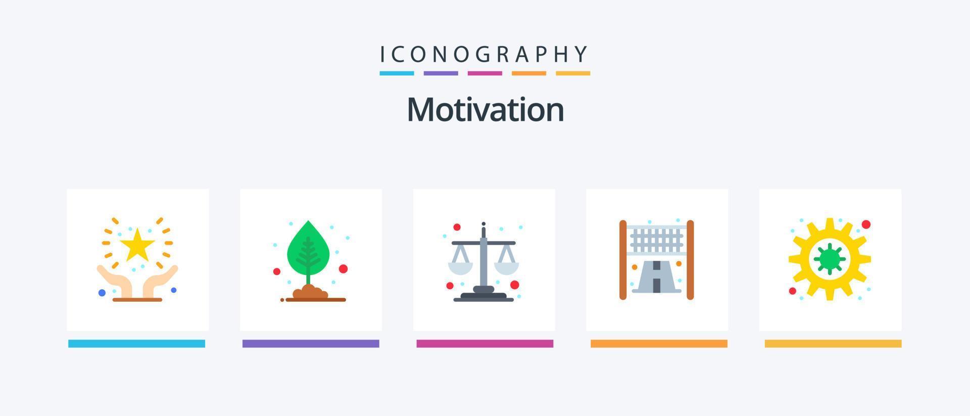 paquete de iconos de 5 planos de motivación que incluye motivación. deporte. hoja. línea. nivel. diseño de iconos creativos vector