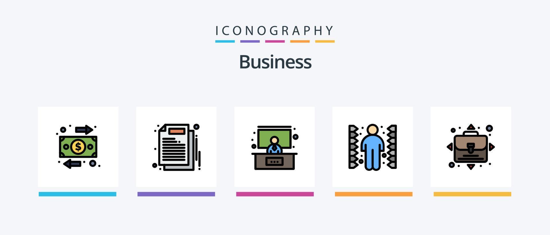 Business Line Filled 5 Icon Pack Including . growth. employee cost. development. workflow. Creative Icons Design vector