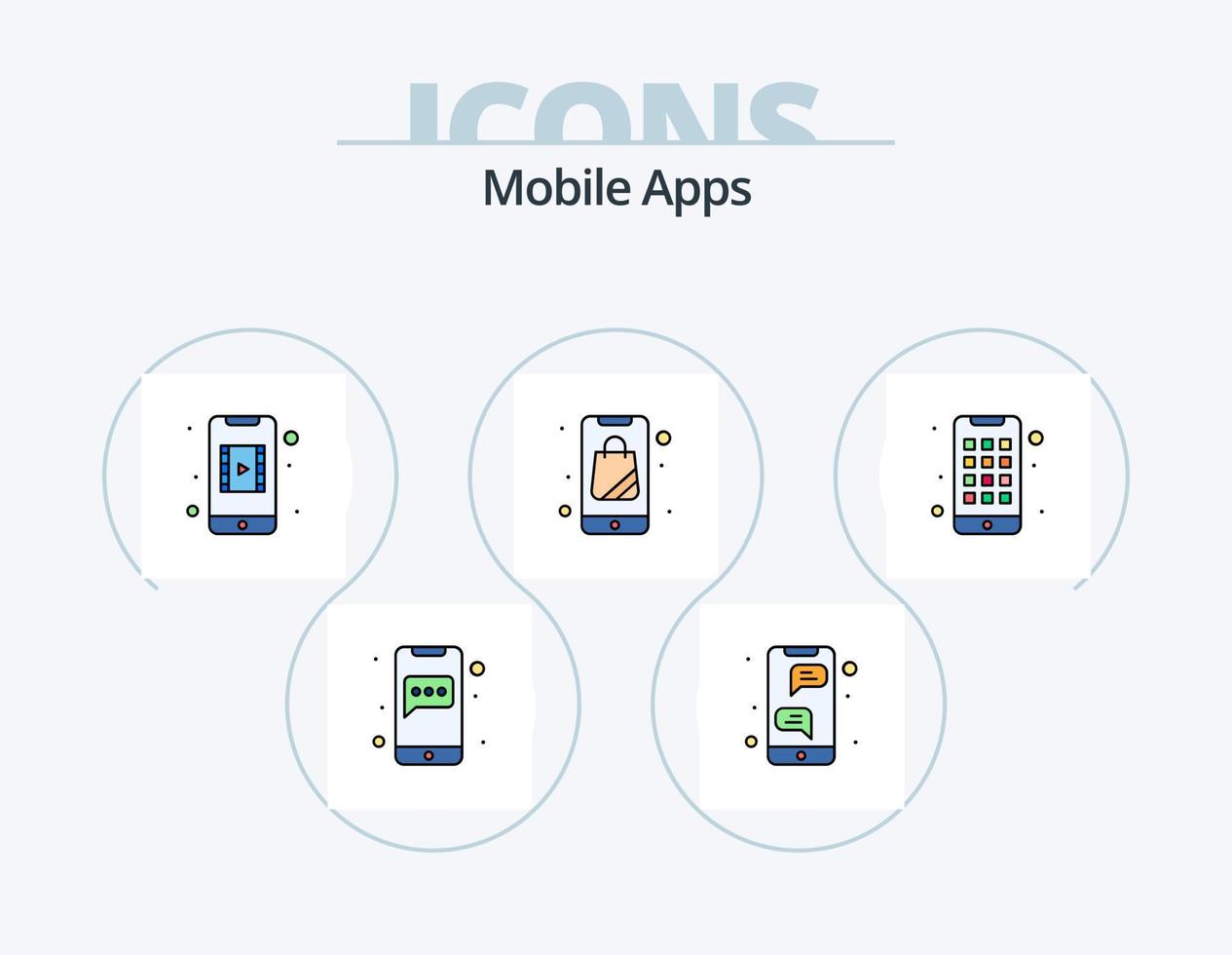 Mobile Apps Line Filled Icon Pack 5 Icon Design. mobile. application. app. app. chat vector