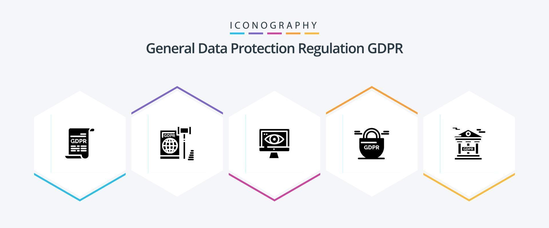 Gdpr 25 Glyph icon pack including gdpr . gdpr . surveillance. computer vector