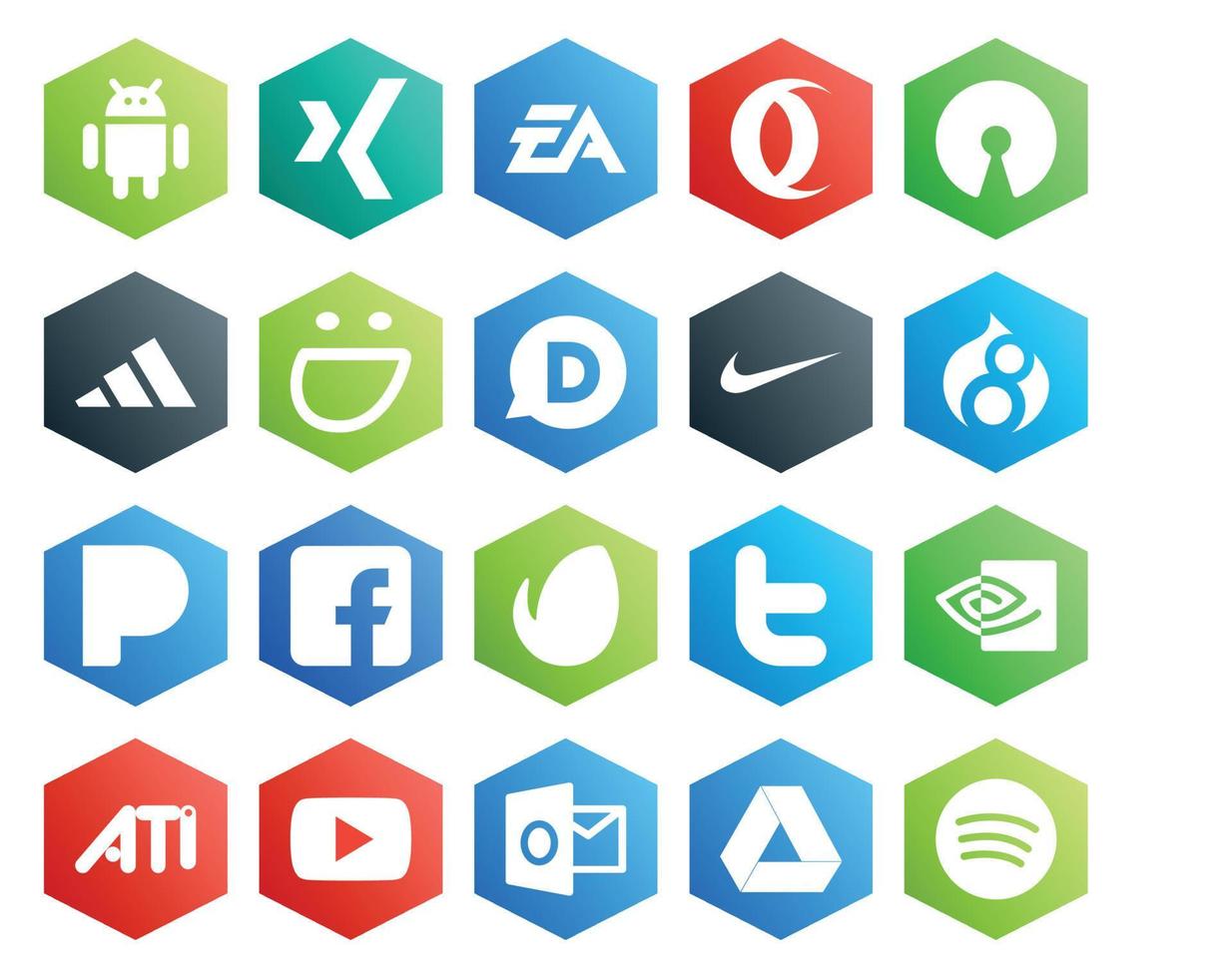 20 Social Media Icon Pack Including nvidia twitter smugmug envato pandora vector