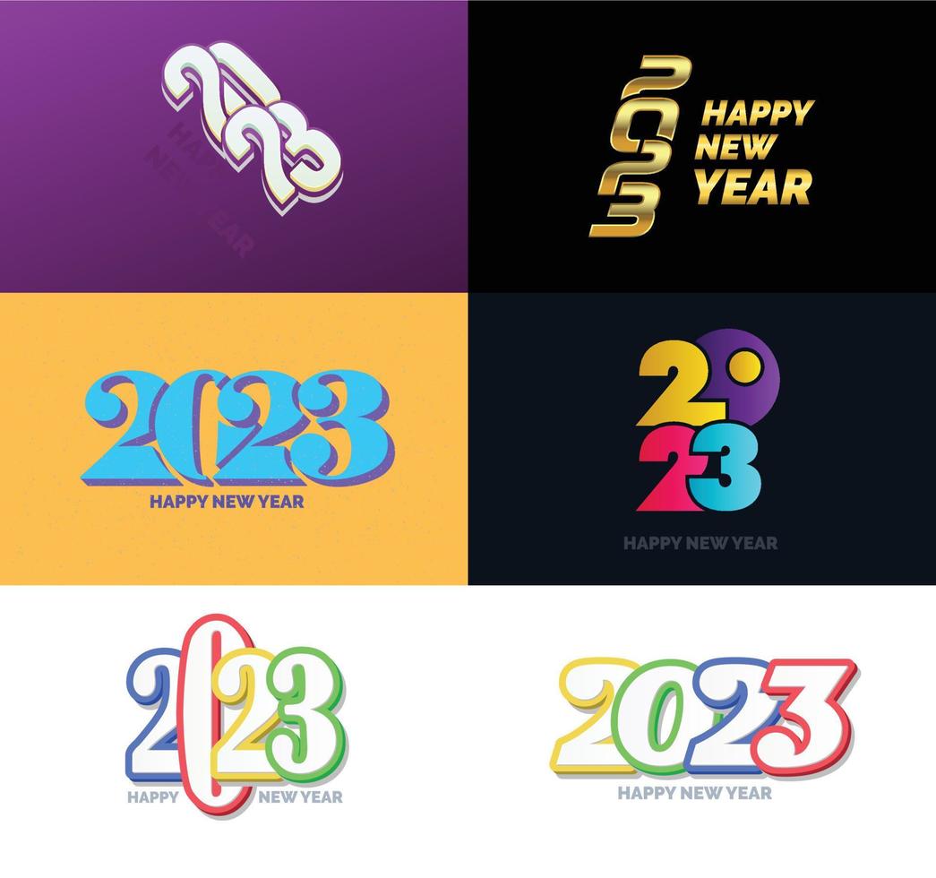 Big Set of 2023 Happy New Year logo text design 2023 number design template vector