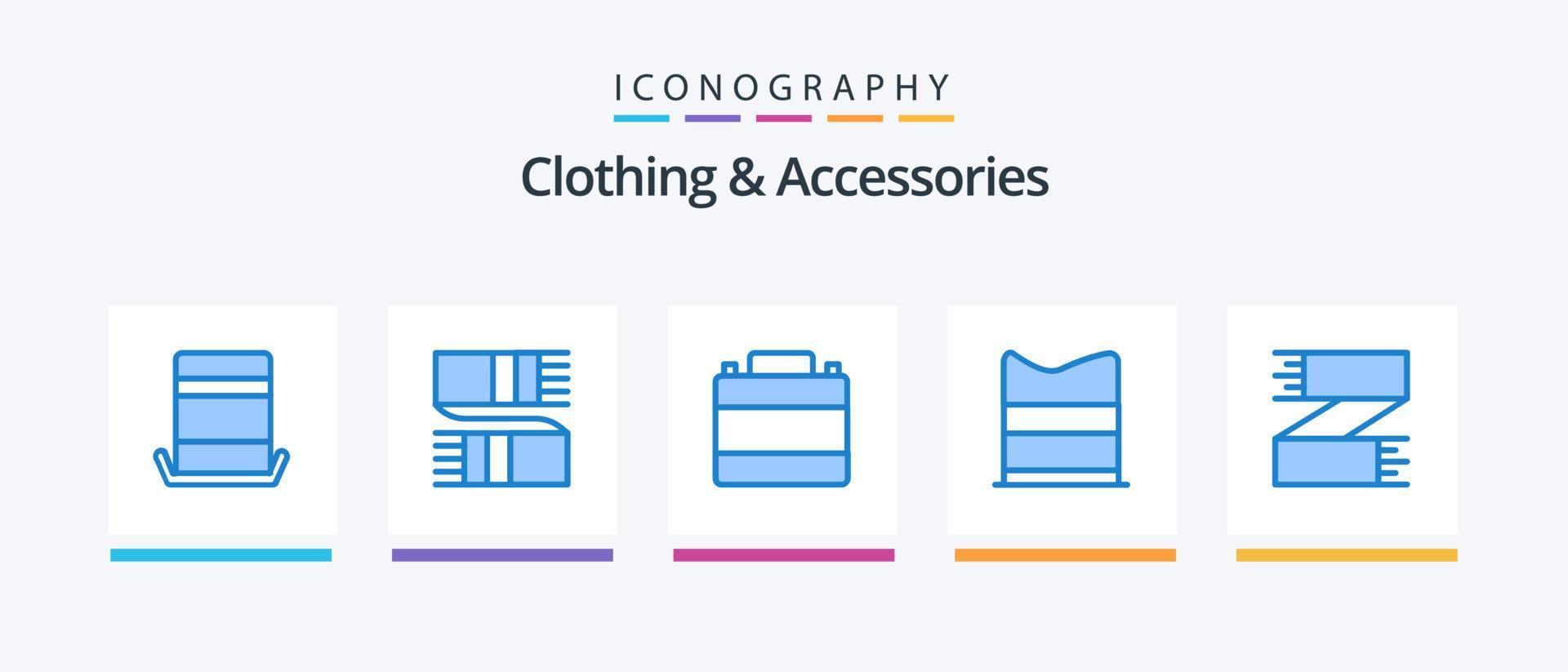 Paquete de 5 íconos azules de ropa y accesorios que incluye accesorios. moda. accesorios. diseño. calzado. diseño de iconos creativos vector