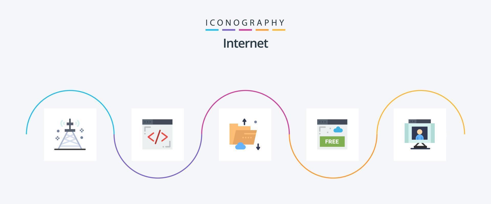 paquete de iconos de 5 planos de internet que incluye llamada. Internet. nube. gratis. almacenamiento vector