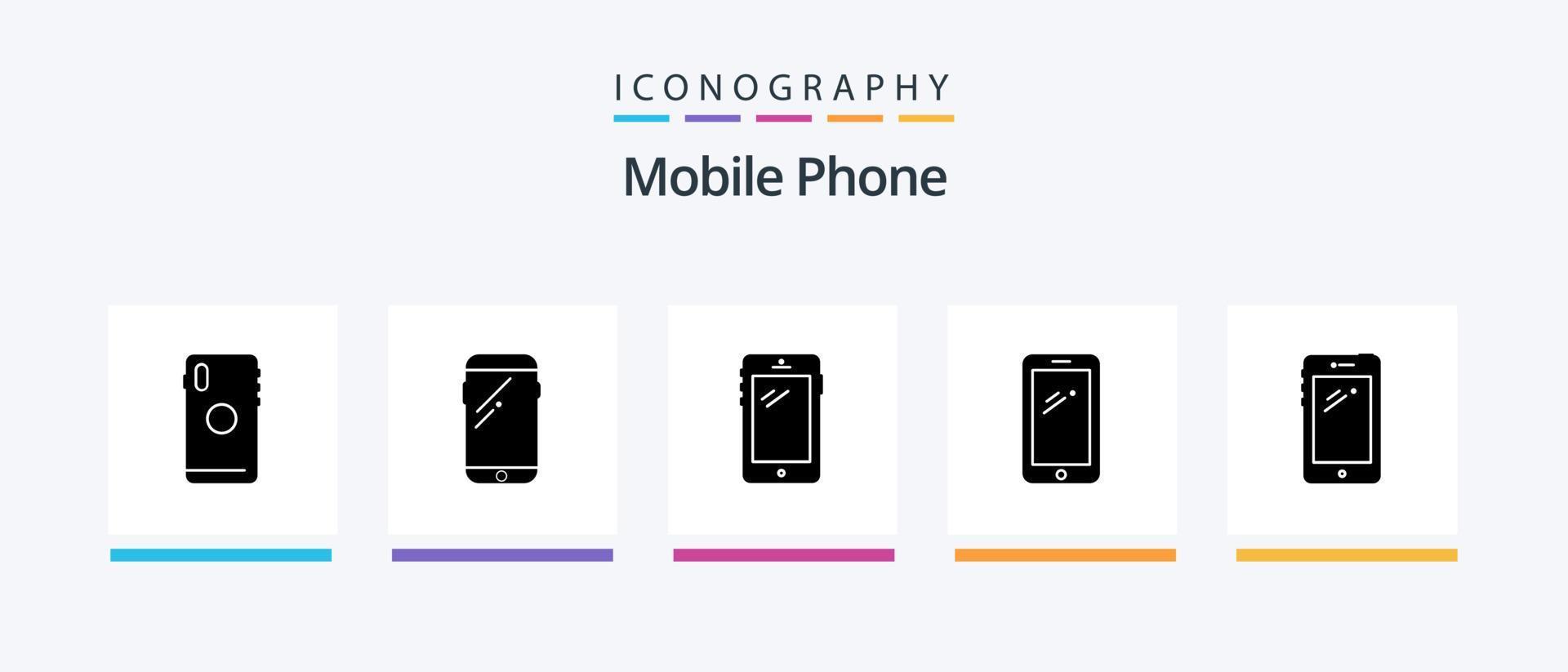 paquete de iconos de glifo 5 de teléfono móvil que incluye . huawei.. diseño de iconos creativos vector