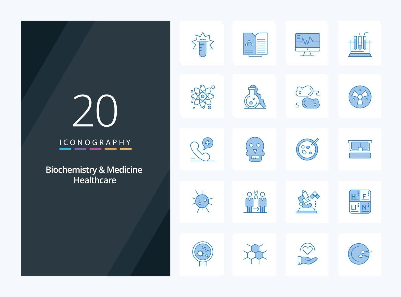 20 Biochemistry And Medicine Healthcare Blue Color icon for presentation vector