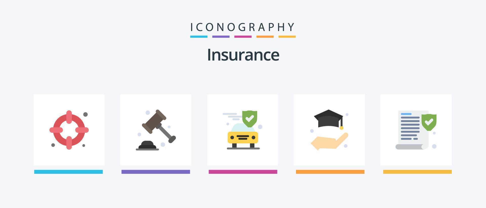 paquete de iconos de 5 planos de seguros que incluye. papel. seguro. seguro. seguro. diseño de iconos creativos vector