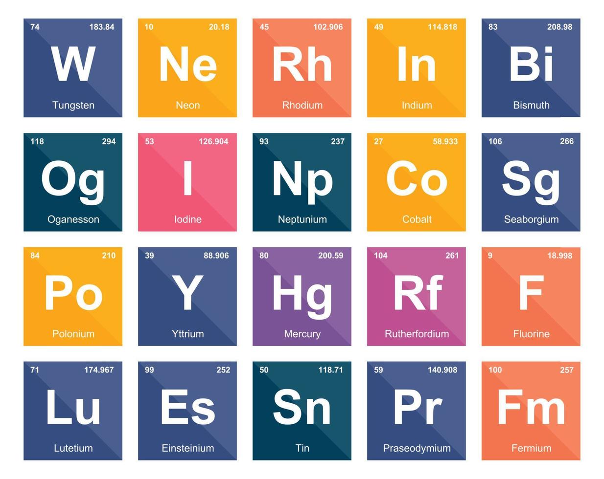 20 Preiodic table of the elements Icon Pack Design vector