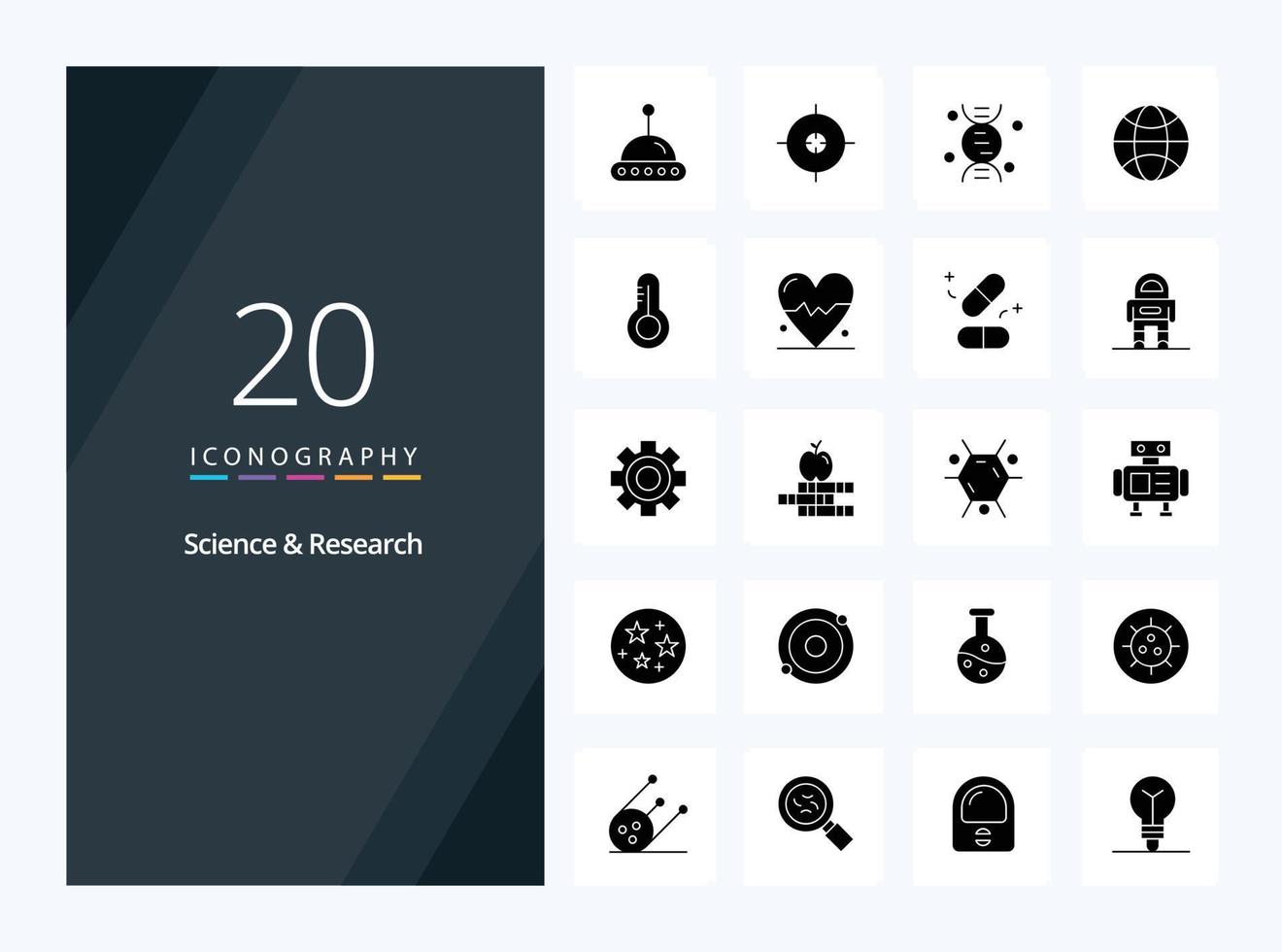 20 Science Solid Glyph icon for presentation vector
