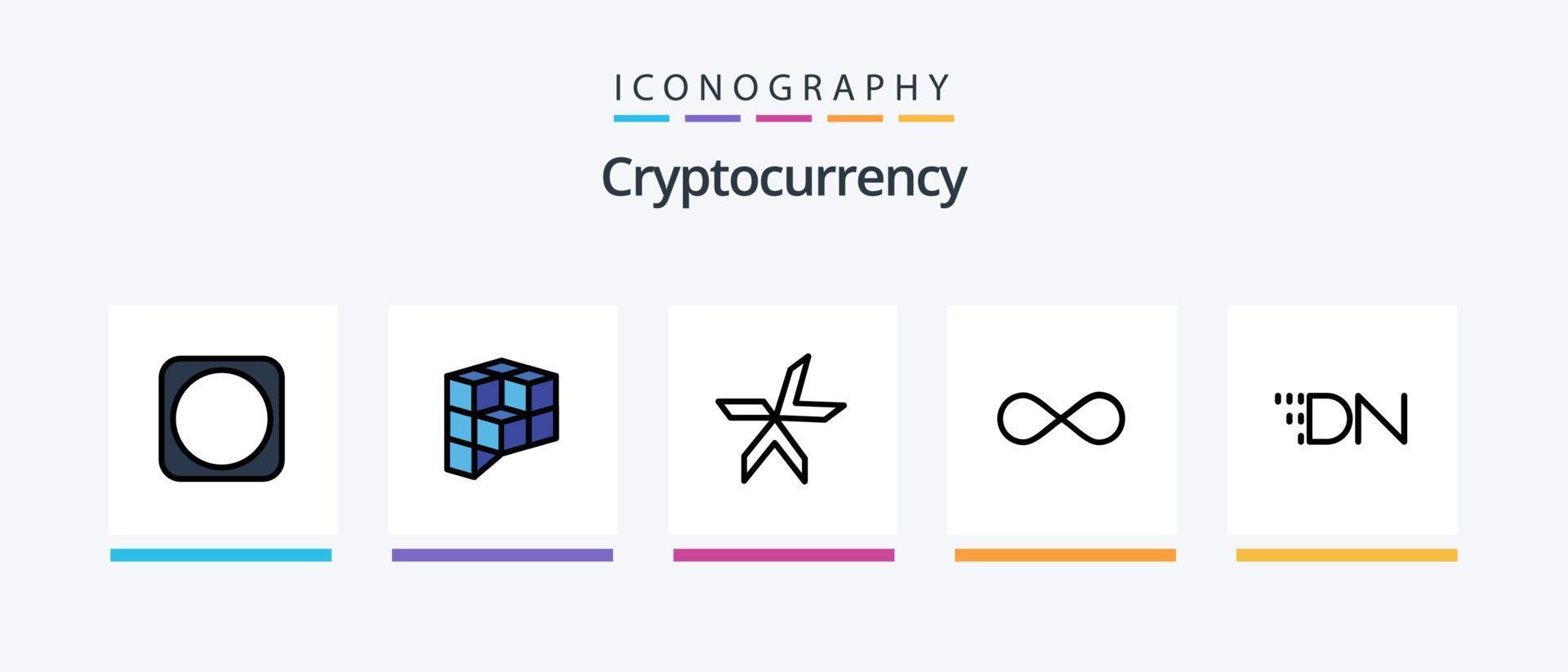 la línea de criptomoneda llenó el paquete de 5 íconos que incluye moneda alternativa. criptomoneda moneda criptográfica. moneda. diseño de iconos creativos vector