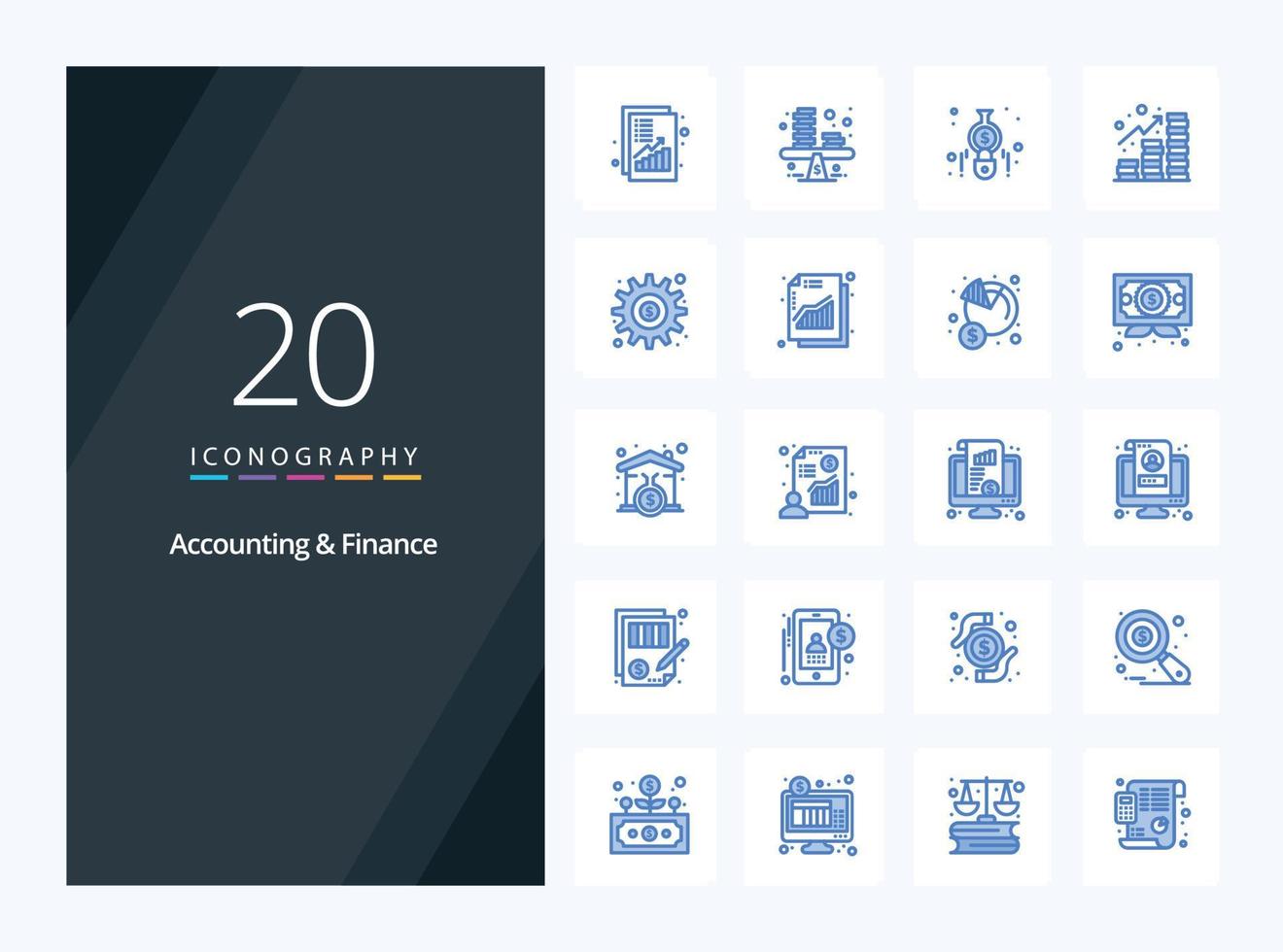 20 Accounting And Finance Blue Color icon for presentation vector