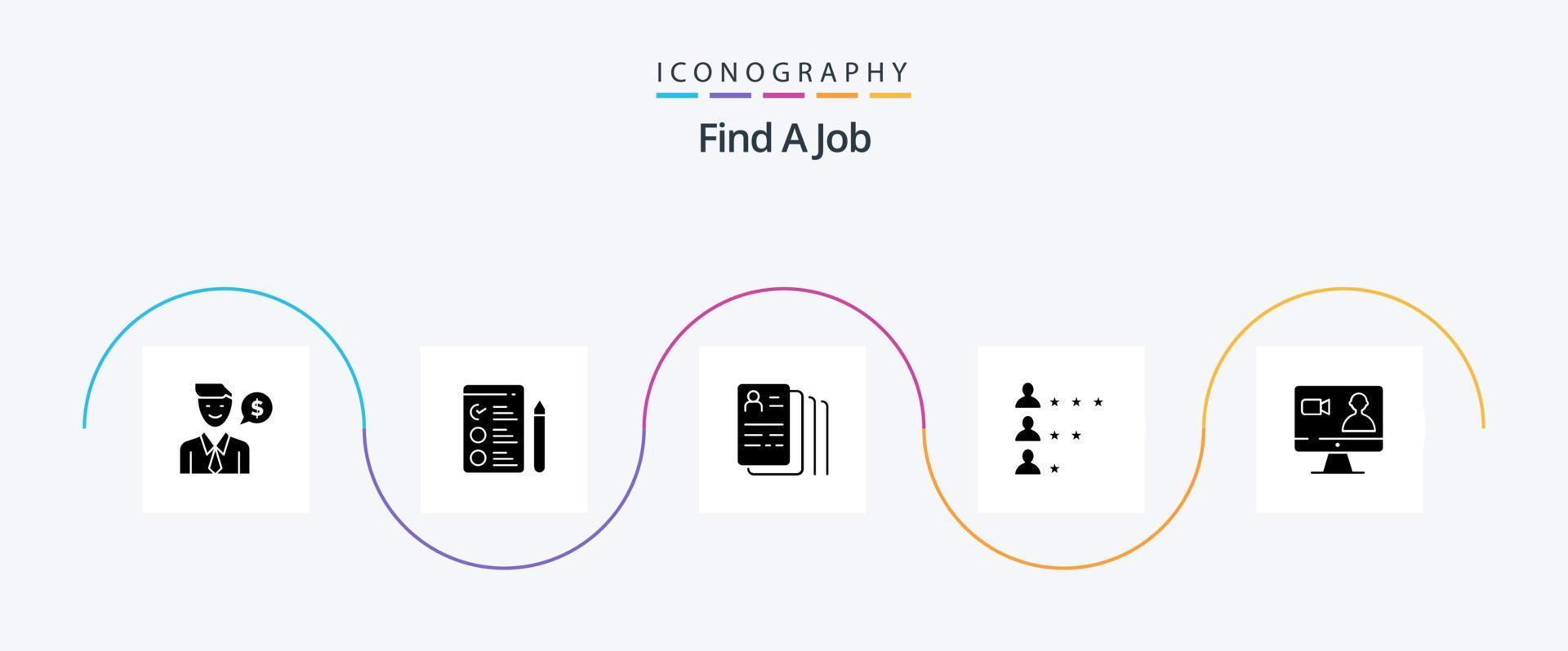 Find A Job Glyph 5 Icon Pack Including internet. job. find. network. job vector