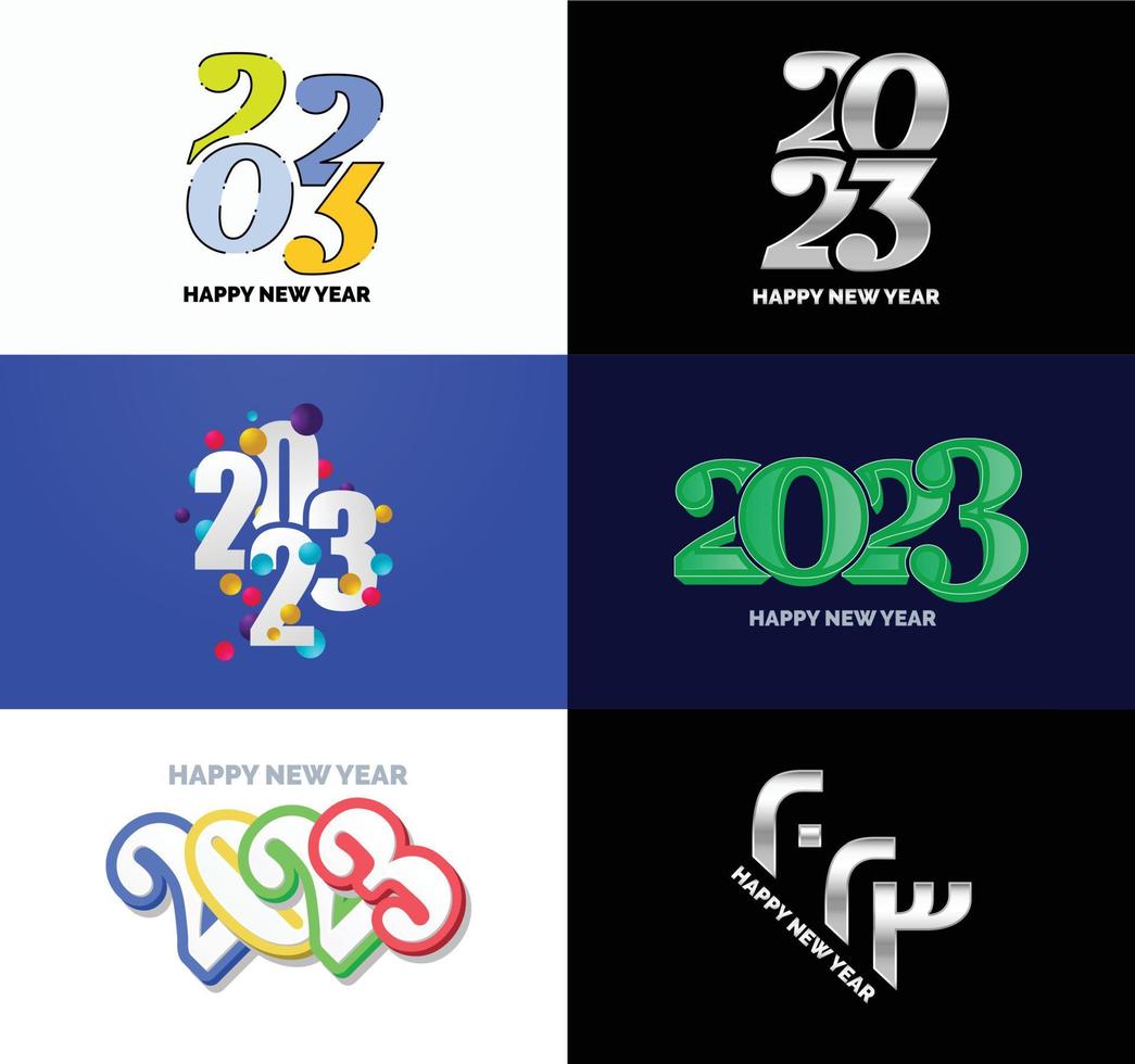 Big Collection of 2023 Happy New Year symbols Cover of business diary for 2023 with wishes vector