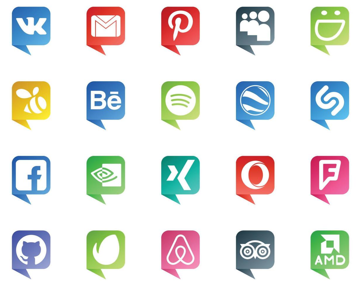 20 Social Media Speech Bubble Style Logo like github opera behance xing facebook vector