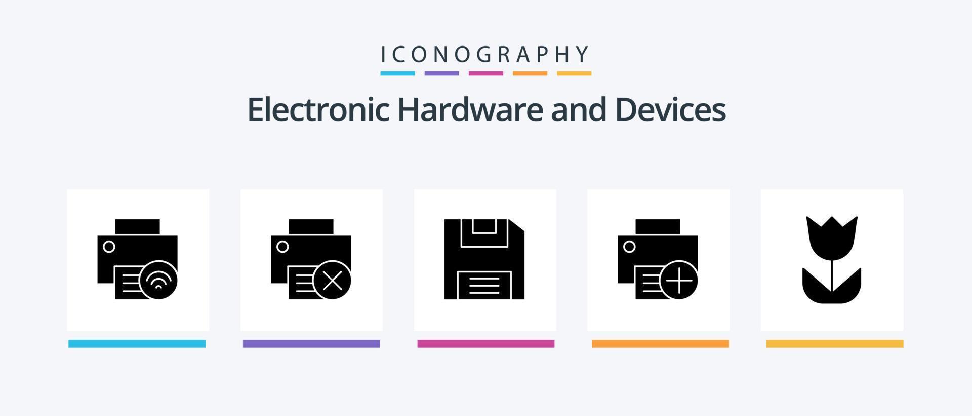 Devices Glyph 5 Icon Pack Including . macro. add. flower. hardware. Creative Icons Design vector