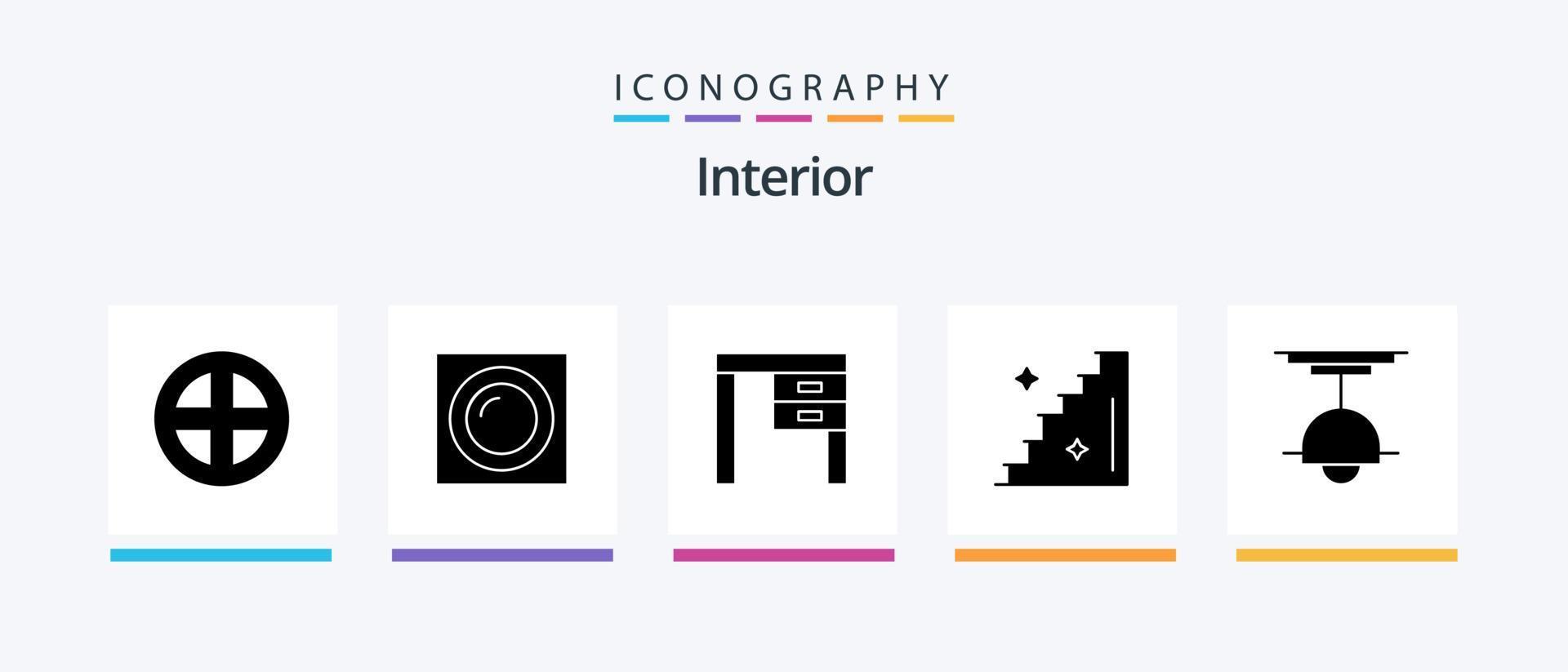 Interior Glyph 5 Icon Pack Including decor. stage. recessed. floor. interior. Creative Icons Design vector