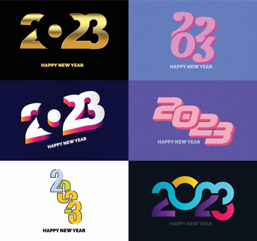 Big Collection of 2023 Happy New Year symbols Cover of business diary for 2023 with wishes vector