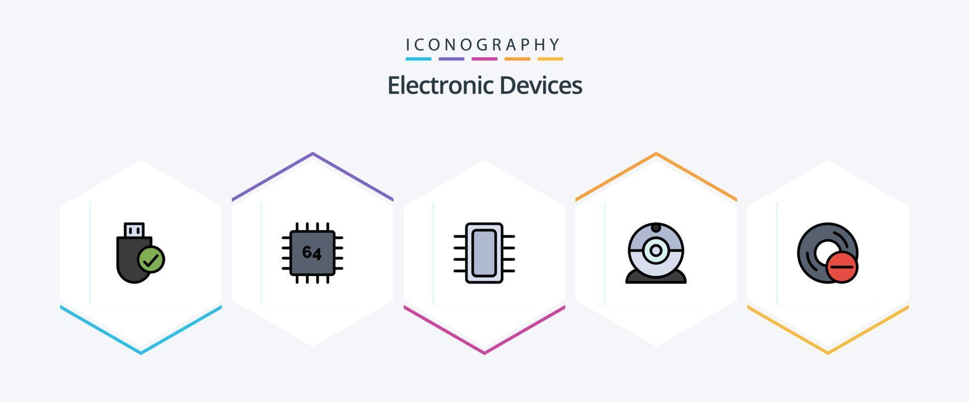 Devices 25 FilledLine icon pack including devices. cam. gadget. hardware. devices vector