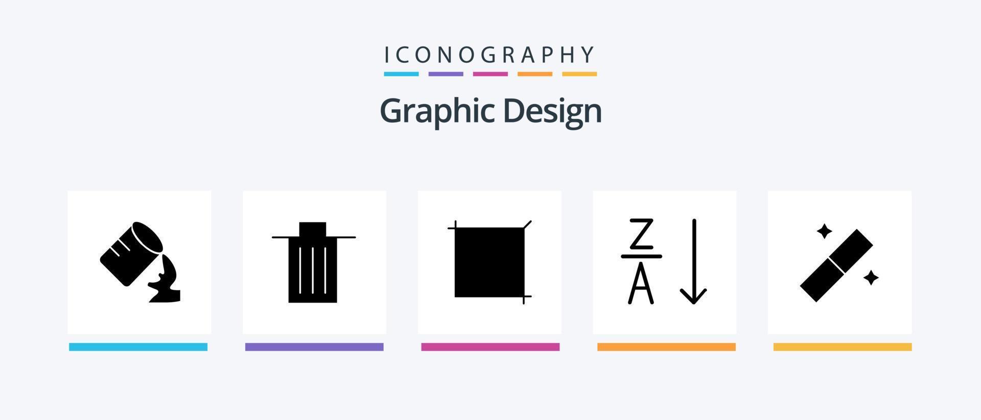 Design Glyph 5 Icon Pack Including . graphic. crop. design. order. Creative Icons Design vector