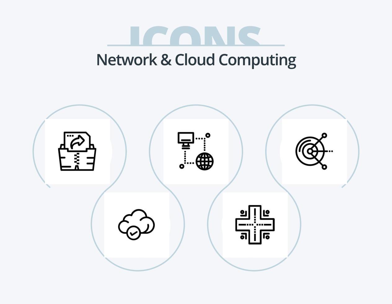 Network And Cloud Computing Line Icon Pack 5 Icon Design. . technology. computing. location. technology vector