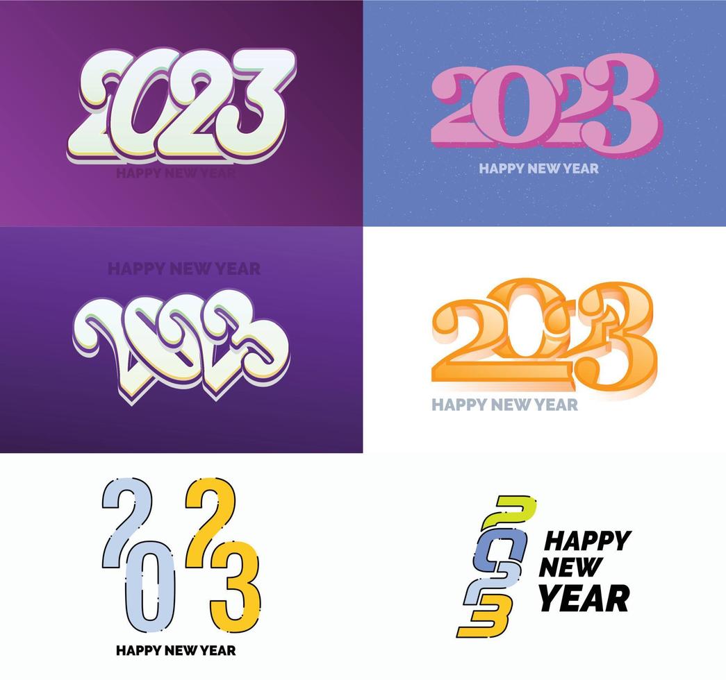 Big Collection of 2023 Happy New Year symbols Cover of business diary for 2023 with wishes vector