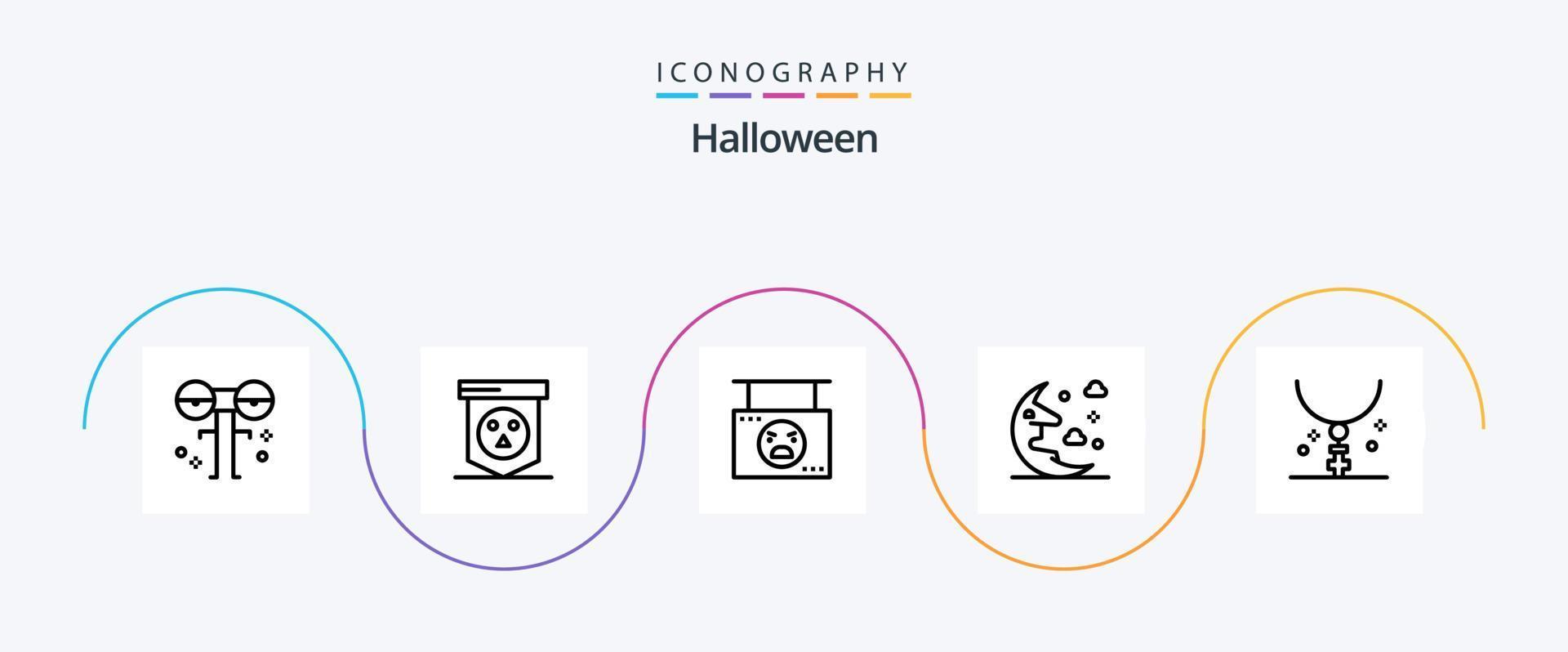 Halloween Line 5 Icon Pack Including sky. moon. skull. cloud. pumpkin vector