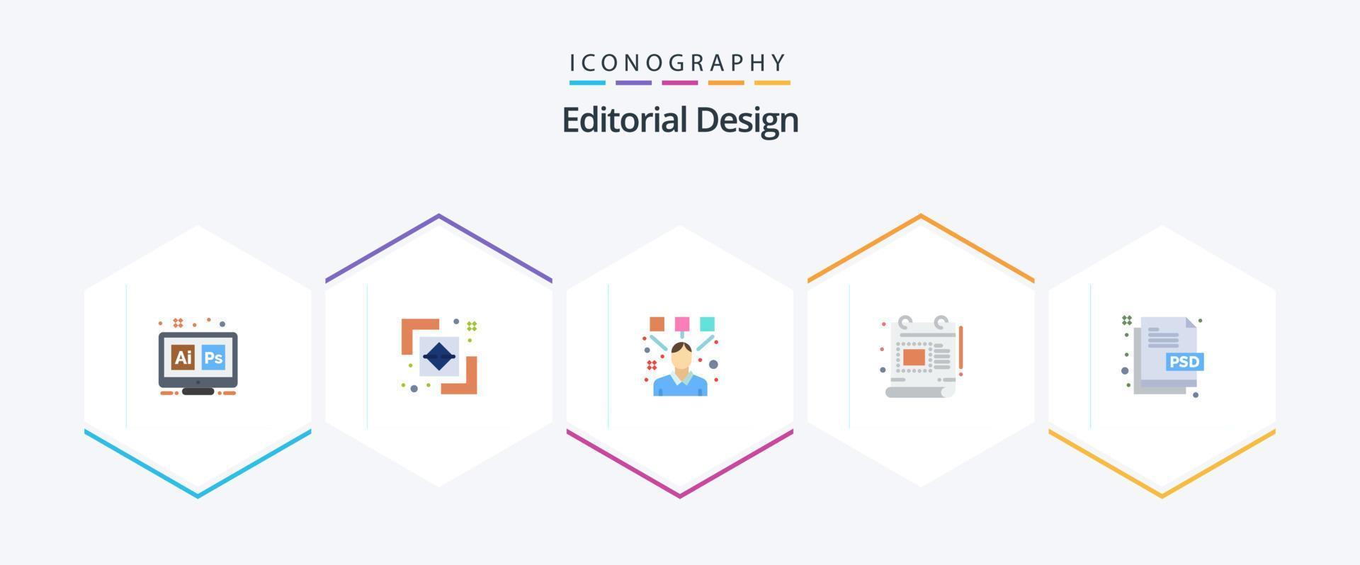 Editorial Design 25 Flat icon pack including creative. document. path. design. designer vector