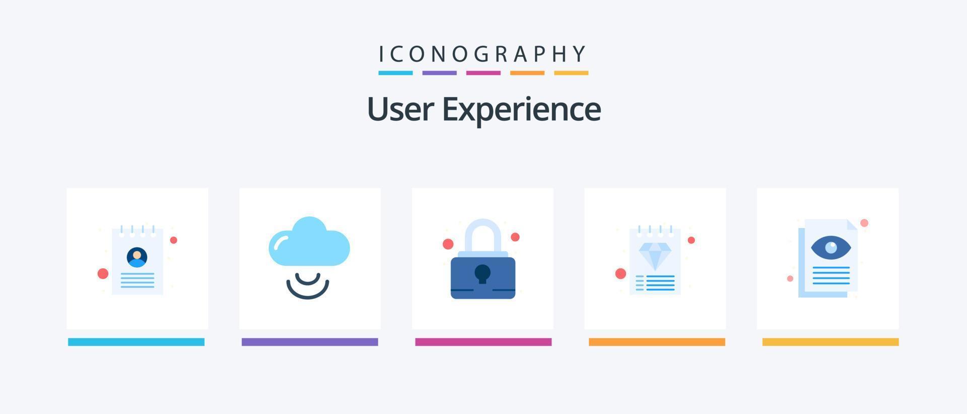 paquete de iconos flat 5 de experiencia de usuario que incluye vista. ojo. seguridad. vista de documento de primera calidad. diseño de iconos creativos vector