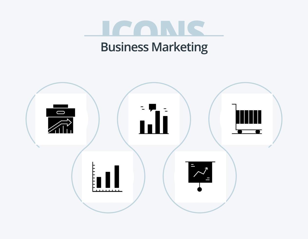 Business Marketing Glyph Icon Pack 5 Icon Design. marketing. finance. presentation. business. management vector