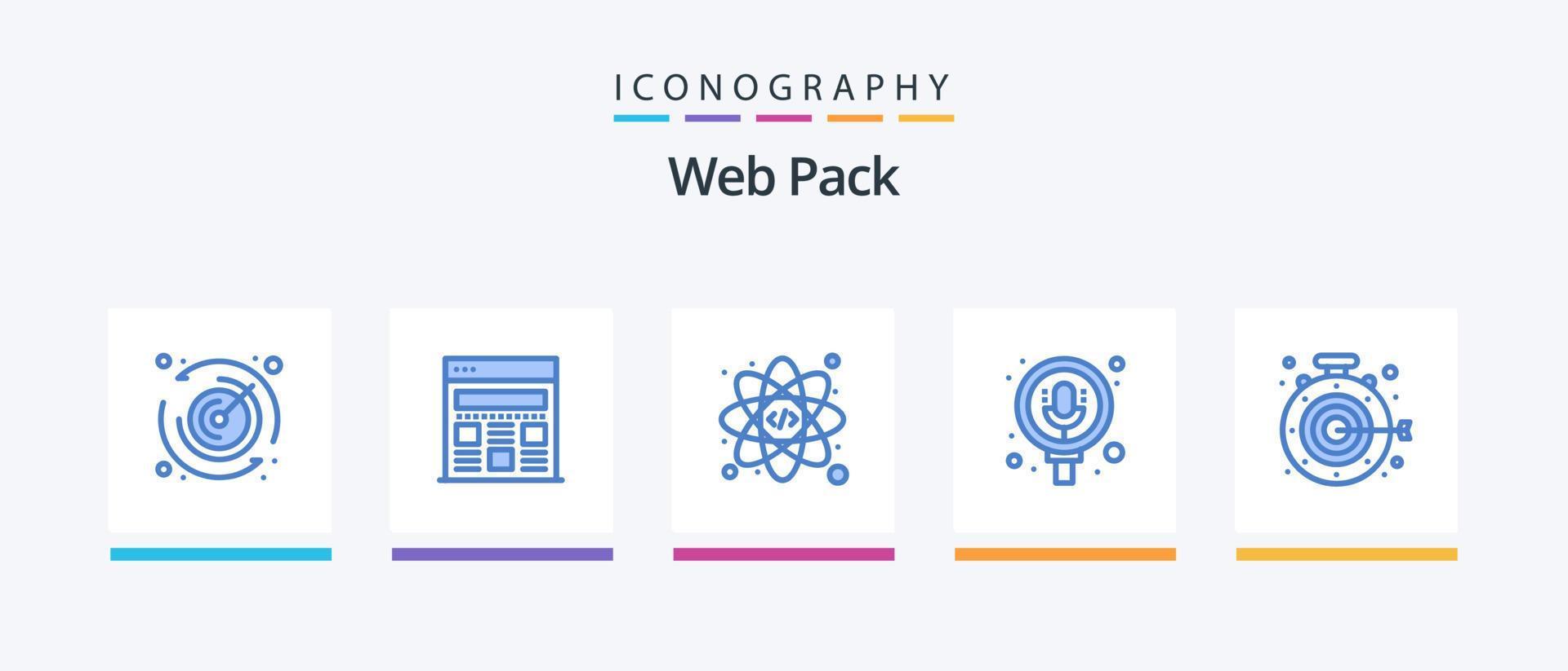 paquete web azul 5 paquete de iconos que incluye . apuntar. codificación. objetivo. embalar. diseño de iconos creativos vector