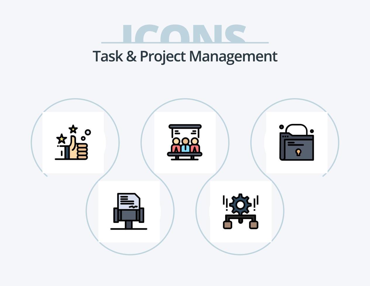 Task And Project Management Line Filled Icon Pack 5 Icon Design. . mailbox . mail . vector