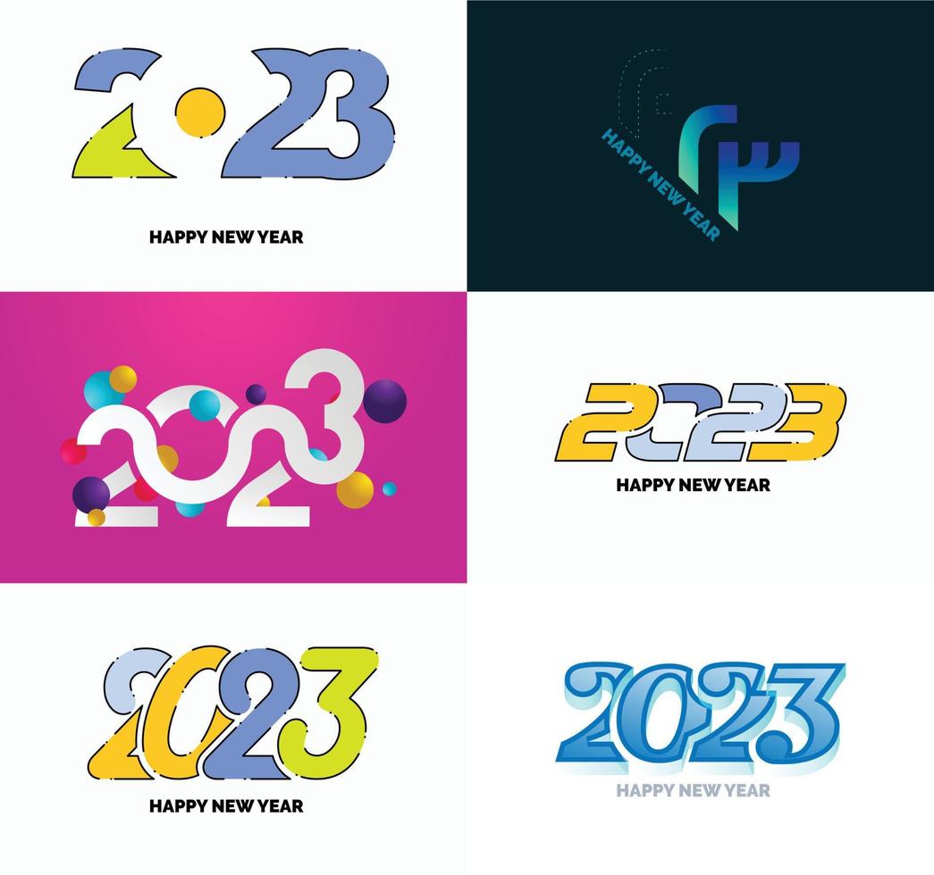 Big Set of 2023 Happy New Year logo text design 2023 number design template vector