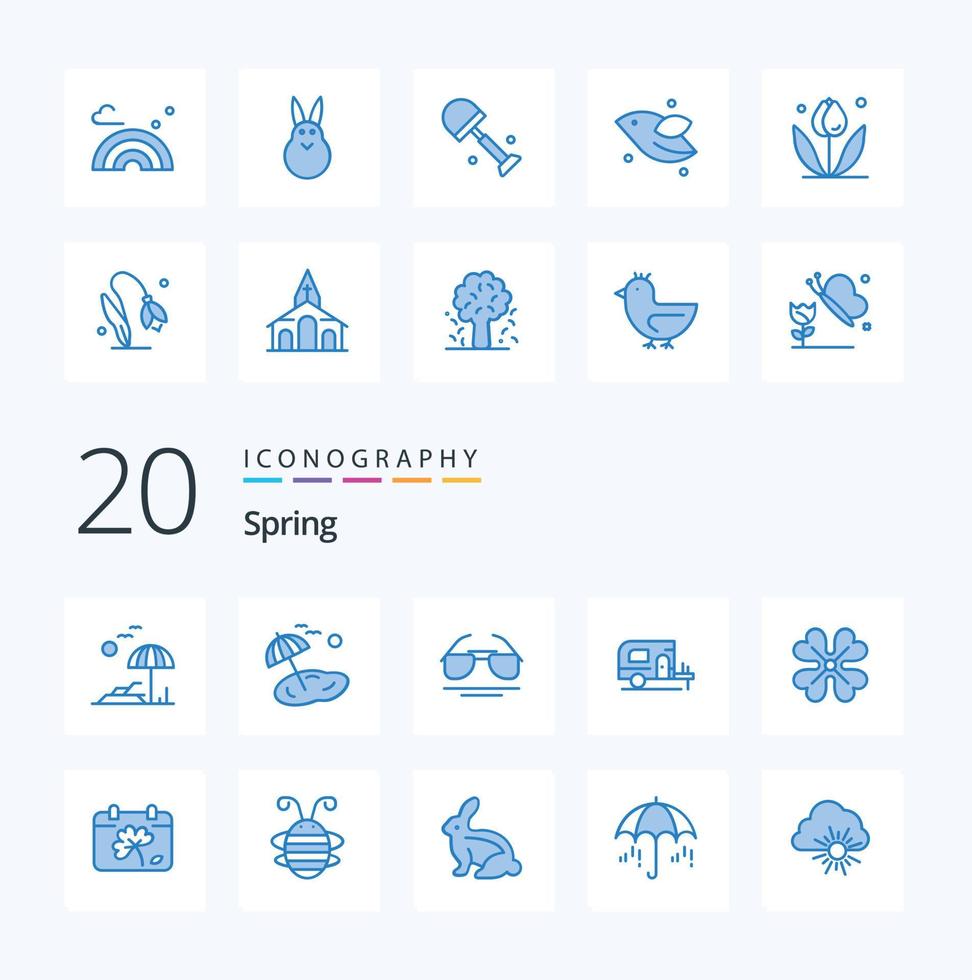 20 Spring Blue Color icon Pack like day calendar car spring flower anemone flower vector