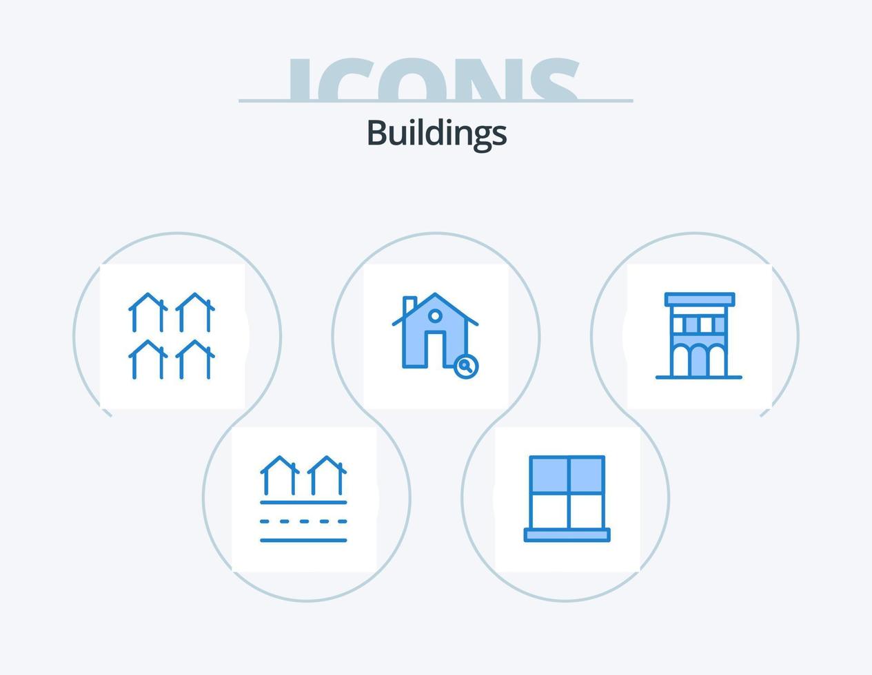 Buildings Blue Icon Pack 5 Icon Design. find. buildings. home. real. houses vector