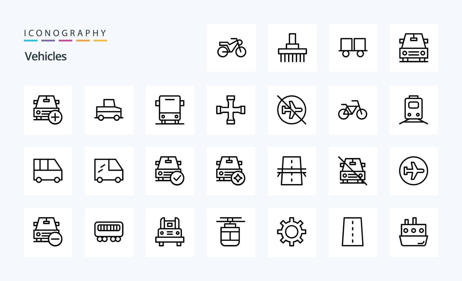 25 Vehicles Line icon pack vector