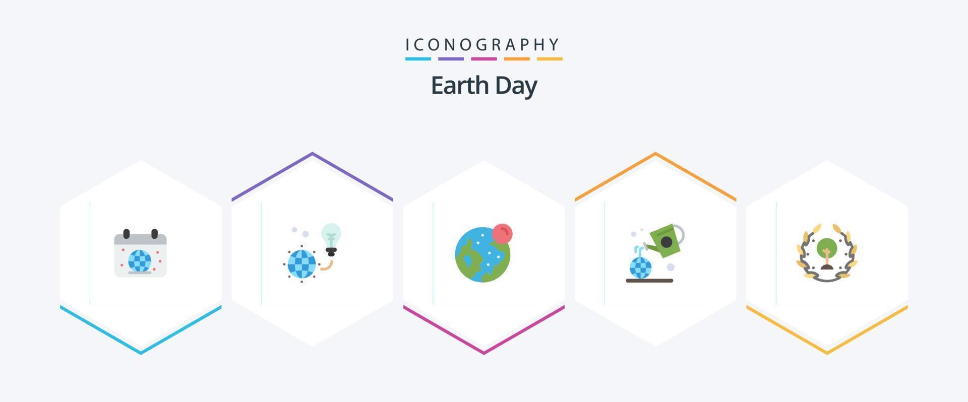 paquete de iconos planos del día de la tierra 25 que incluye agricultura. día. bombilla. tierra. mundo vector