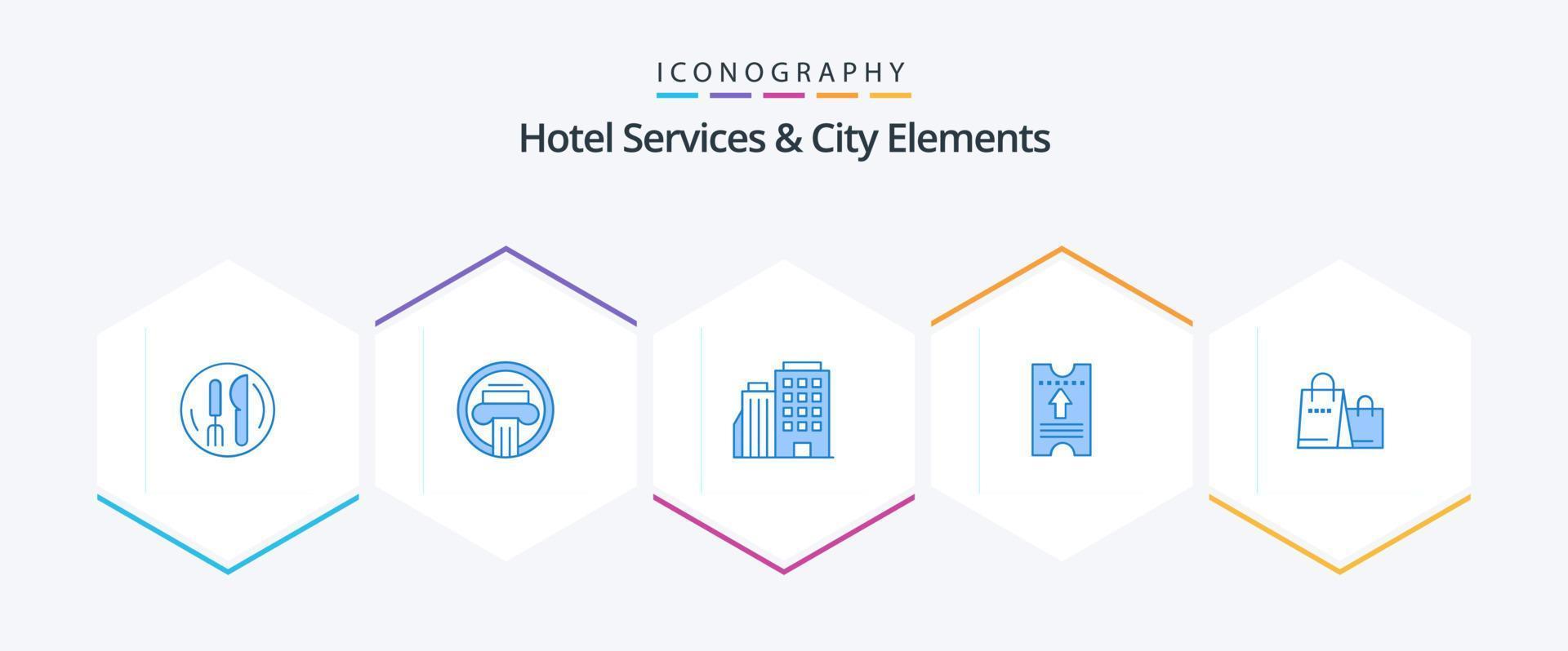 Hotel Services And City Elements 25 Blue icon pack including bag . hotel . greek. pass. city vector