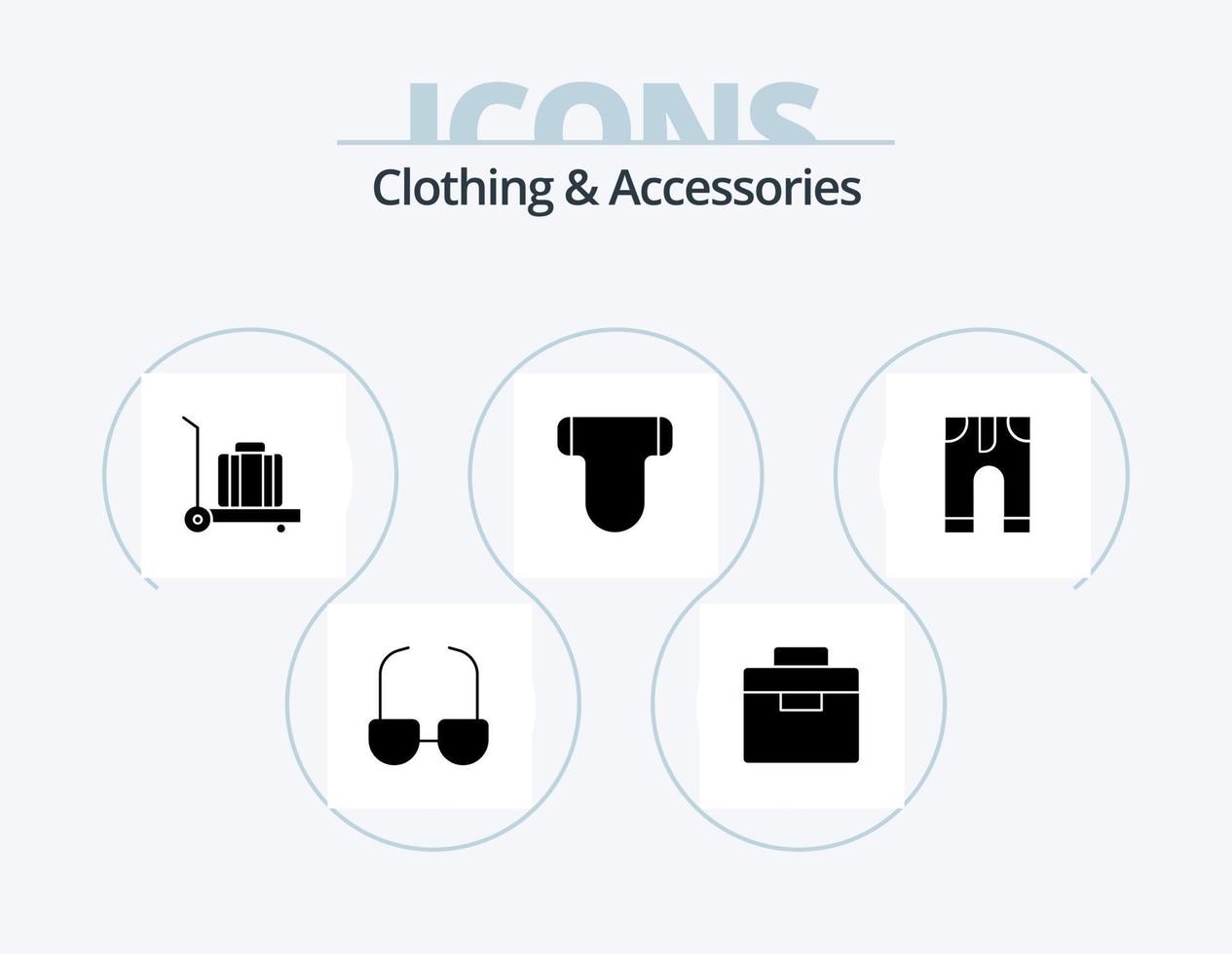 Clothing and Accessories Glyph Icon Pack 5 Icon Design. . pants. luggage. clothes. pampers vector