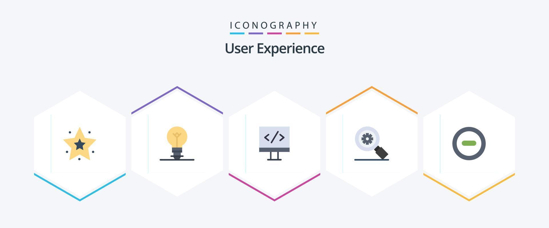 User Experience 25 Flat icon pack including . remove. development. minus. setting vector
