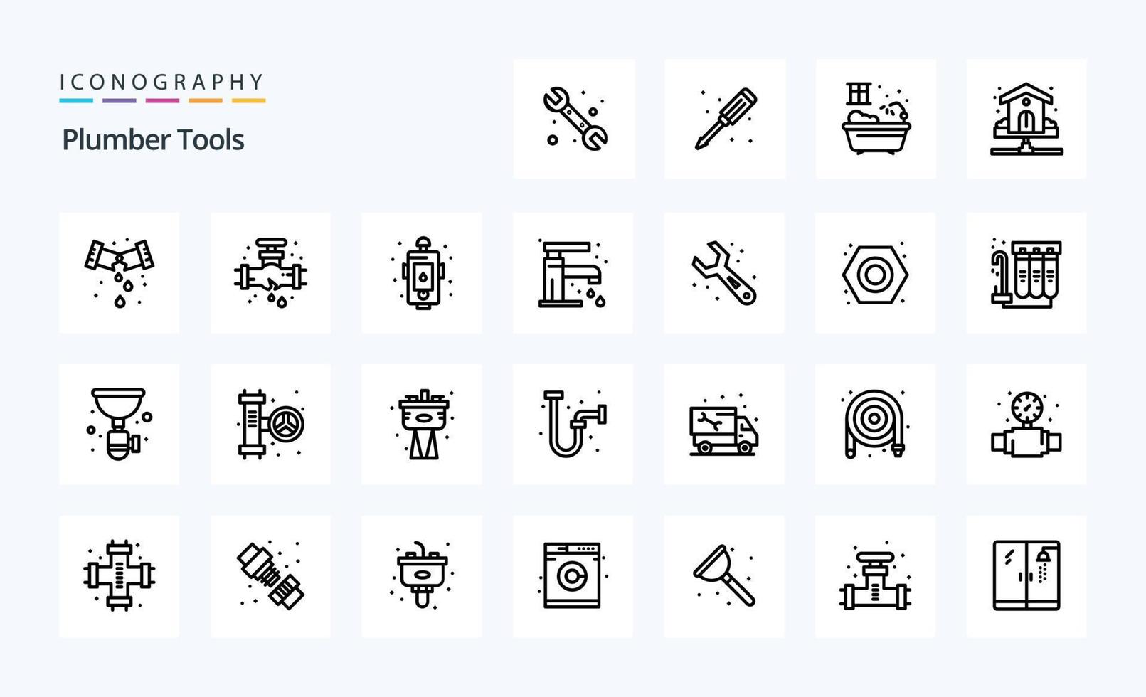 25 Plumber Line icon pack vector