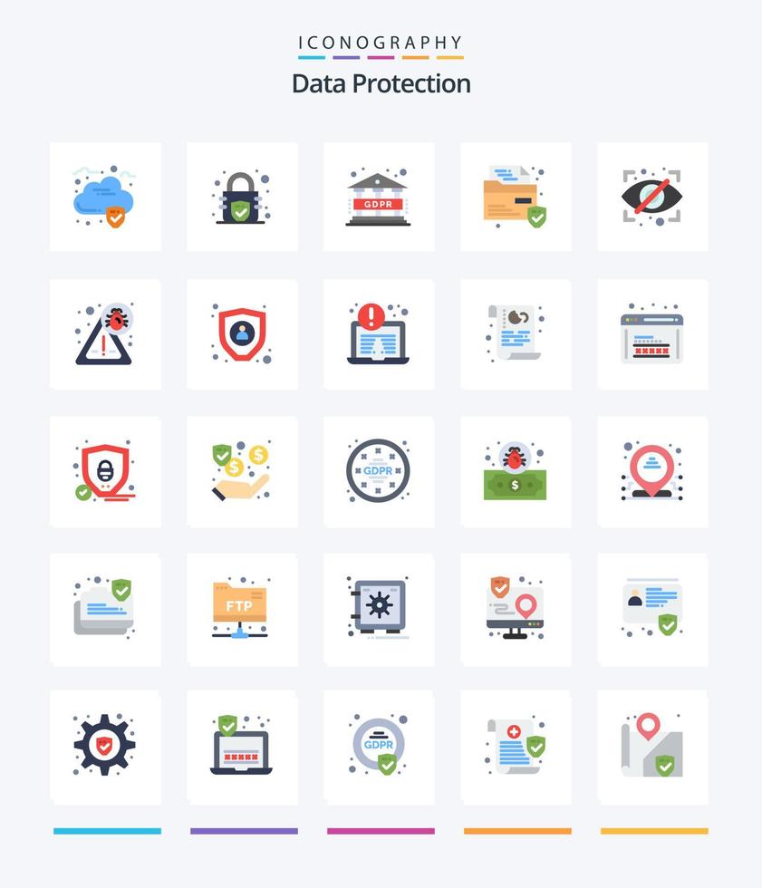 Creative Data Protection 25 Flat icon pack  Such As security. security. regulation. private. block vector