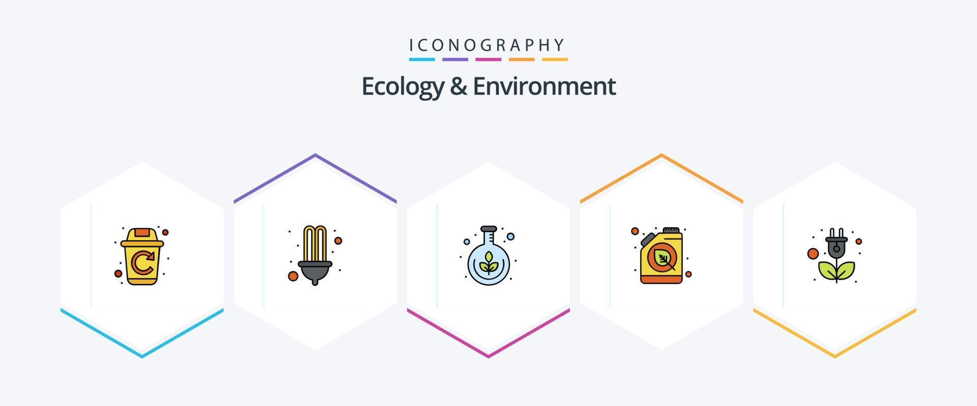 paquete de iconos de 25 líneas completas de ecología y medio ambiente, incluido el verde. combustible. verde. energía. convencional vector