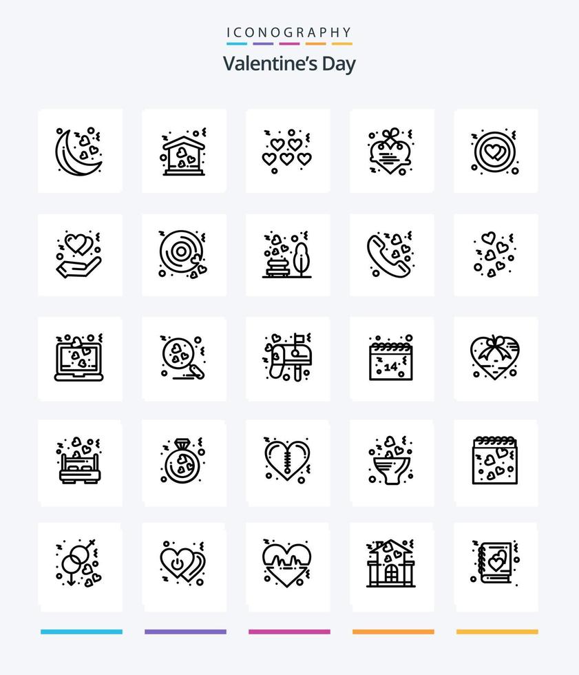Creative Valentines Day 25 OutLine icon pack  Such As protect. heart. love. circle. letter vector