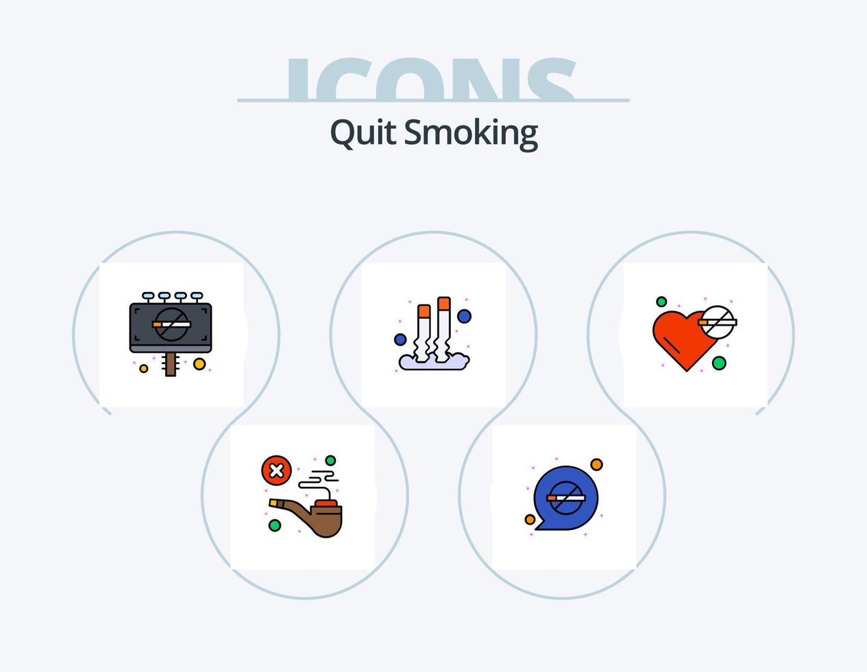 dejar de fumar icono lleno de línea paquete 5 diseño de iconos. poner. cigarrillo. abandonar. de fumar. cigarrillo vector
