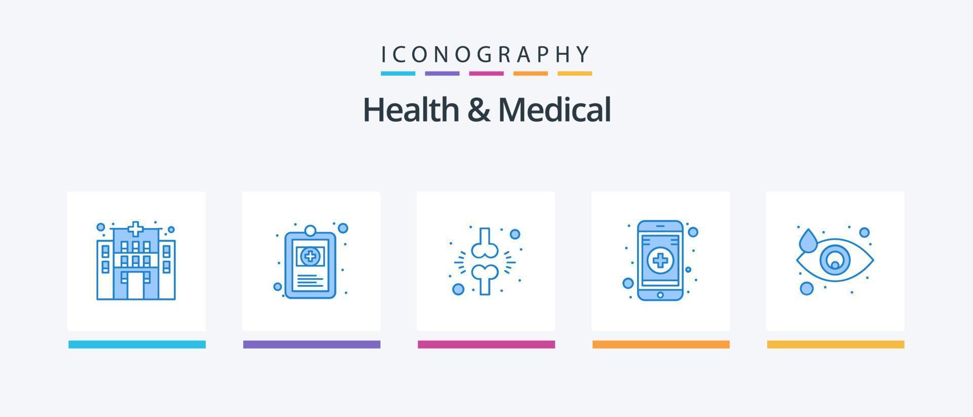 Health And Medical Blue 5 Icon Pack Including eye. crying. brake. mobile app. medical. Creative Icons Design vector