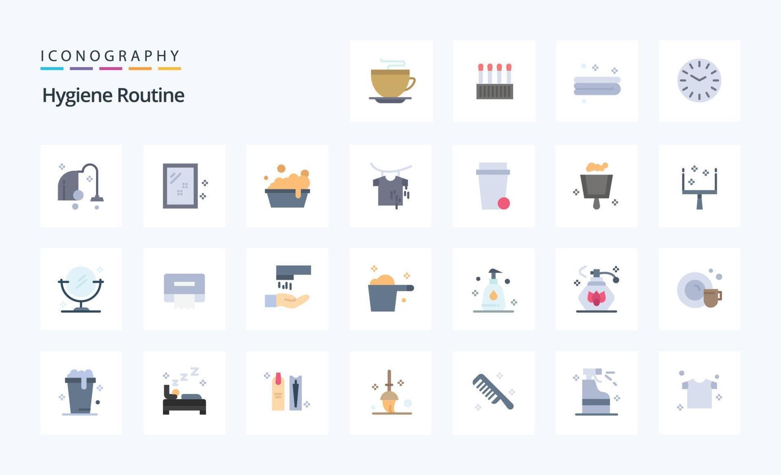 25 Hygiene Routine Flat color icon pack vector