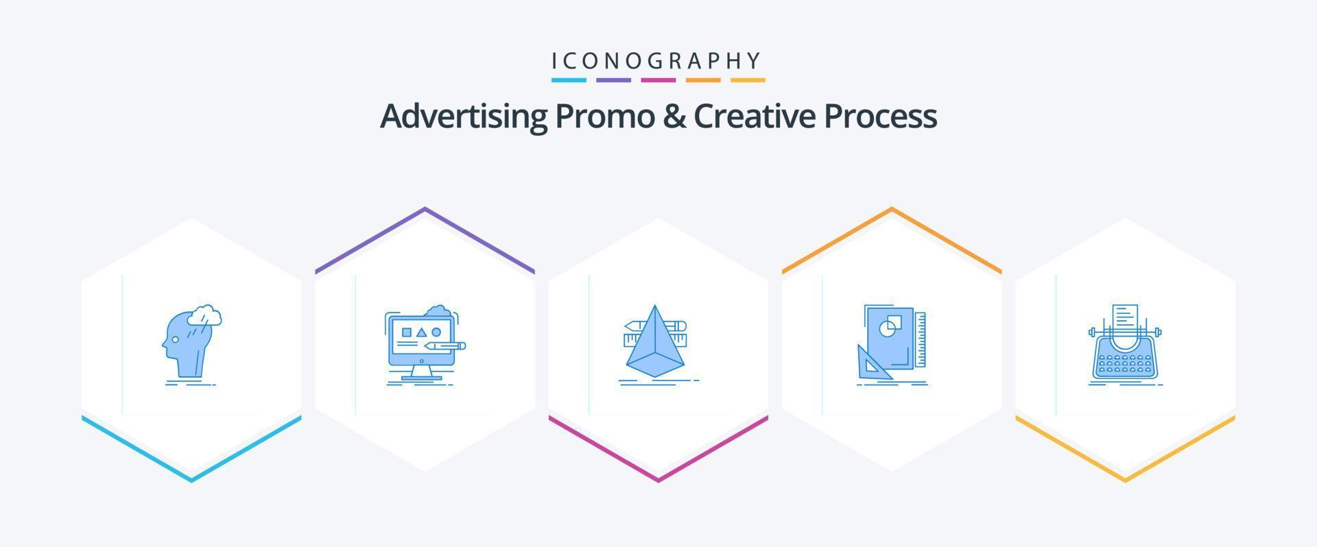 Advertising Promo And Creative Process 25 Blue icon pack including page. design. digital. tools. designer vector