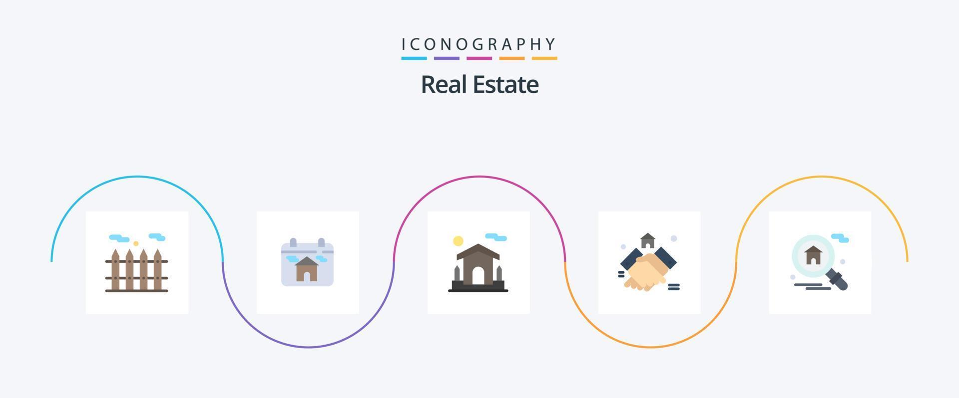 Real Estate Flat 5 Icon Pack Including real estate. home. real. real. handshake vector