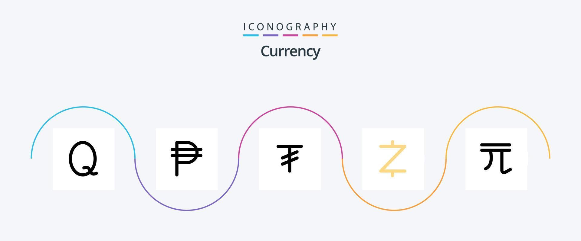 Currency Line Filled Flat 5 Icon Pack Including new. dollar. currency. currency. cryptocurrency vector